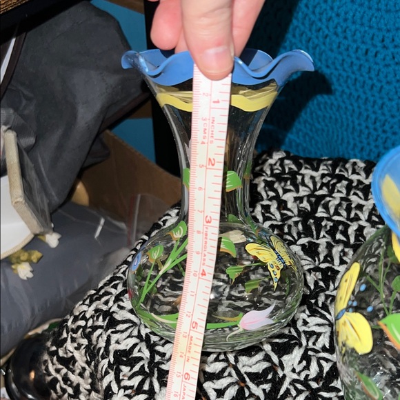 LENOX hand painted vintage Floral Glass Vases set of 3 - Picture 4 of 16